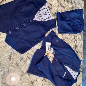 BLACK n BIANCO Navy blue slim fit three piece suit